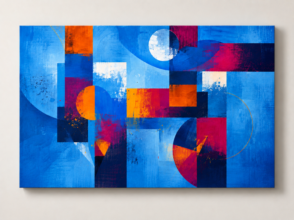 Abstract Moons – Contemporary Geometric Art on 24" X 40" X 1.5" Canvas