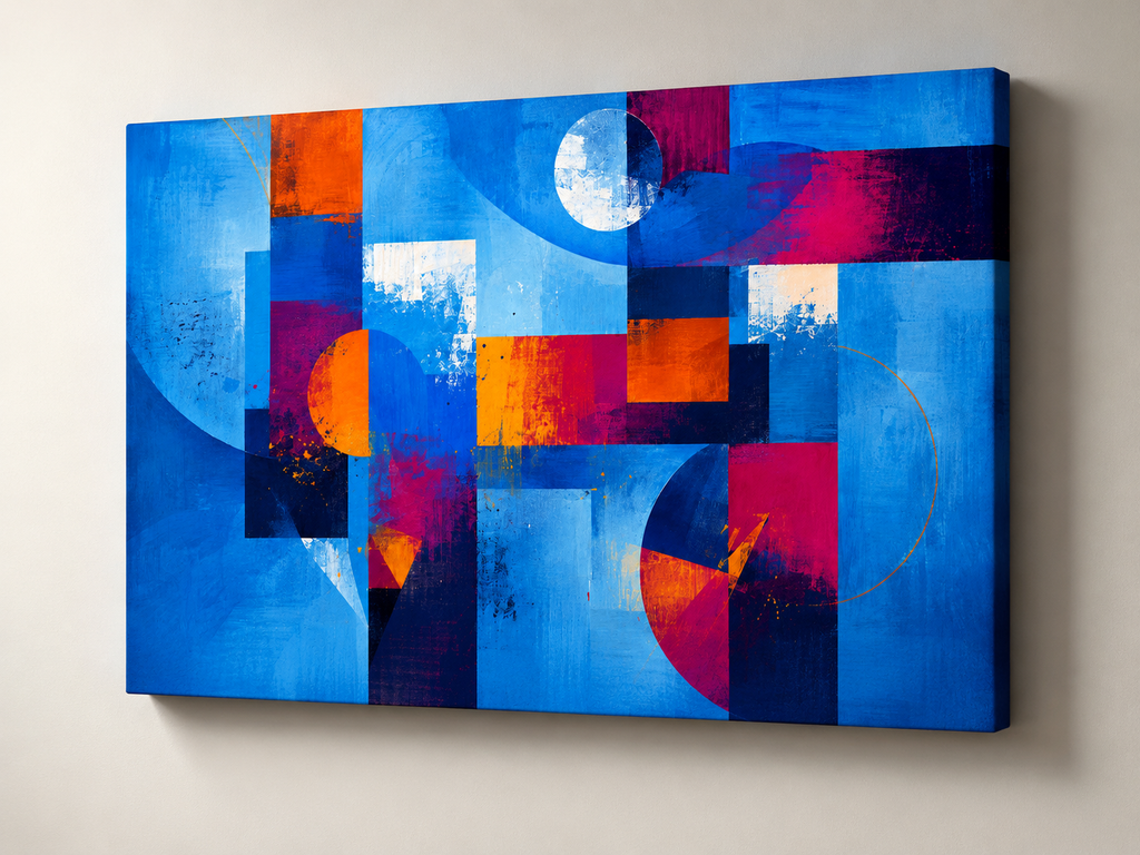 Abstract Moons – Contemporary Geometric Art on 24" X 40" X 1.5" Canvas