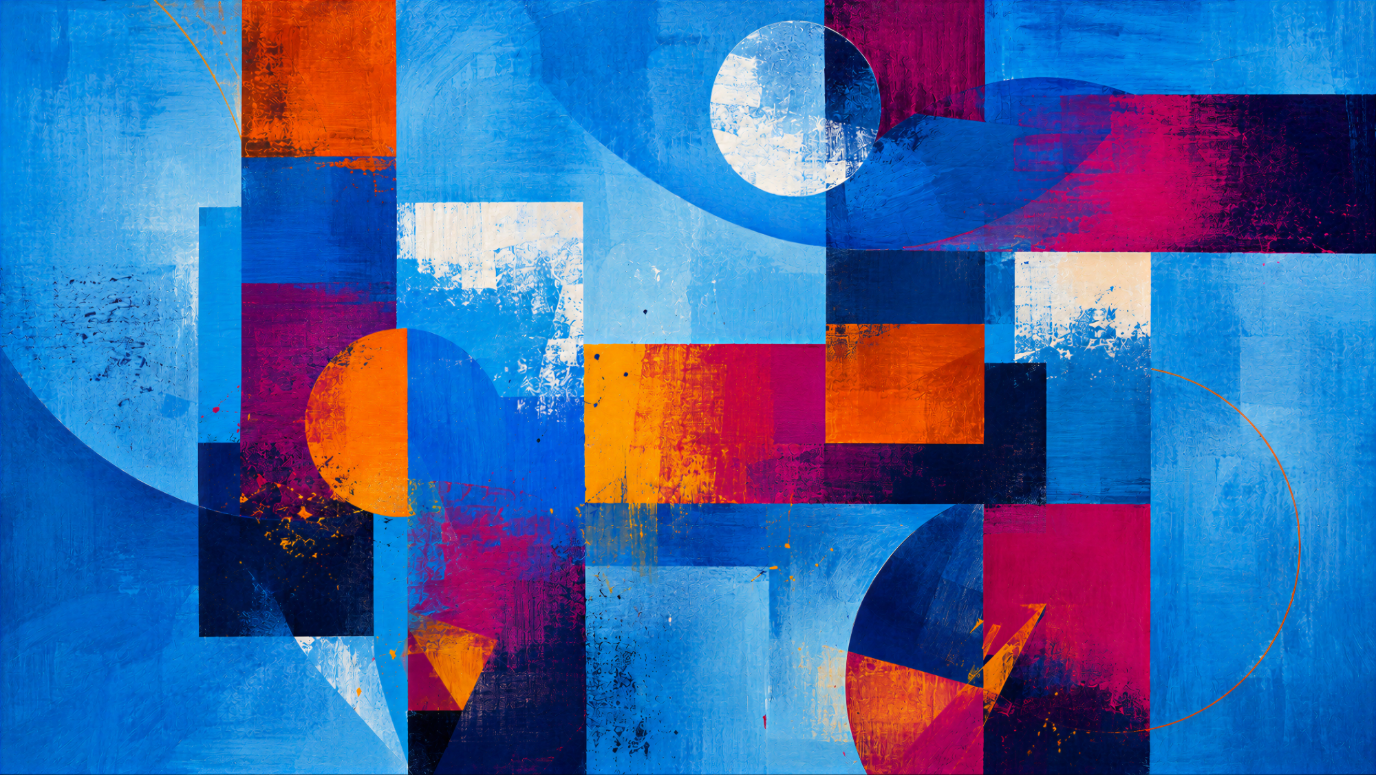 Abstract Moons – Contemporary Geometric Art on 24" X 40" X 1.5" Canvas
