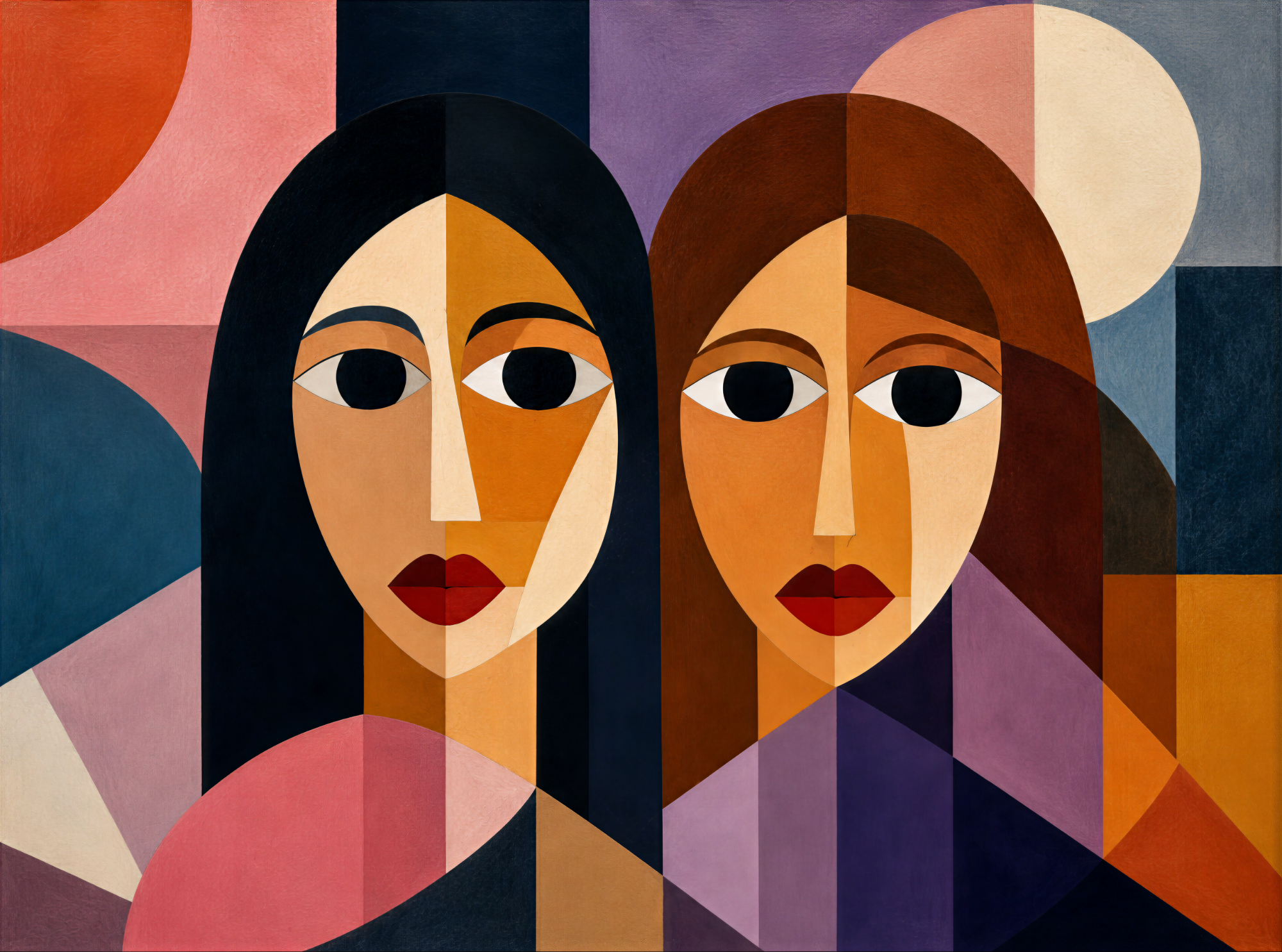 Duality in Harmony – Modern Geometric Abstract on 24" X 36" Canvas