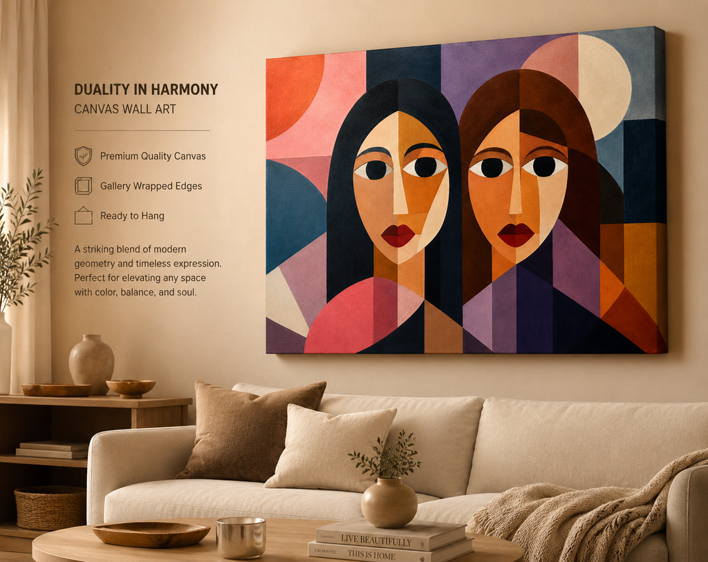 Duality in Harmony – Modern Geometric Abstract on 24" X 36" Canvas